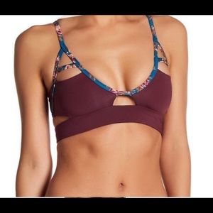 Tavik Jessi Cutout Triangle Swim Top Block Merlot